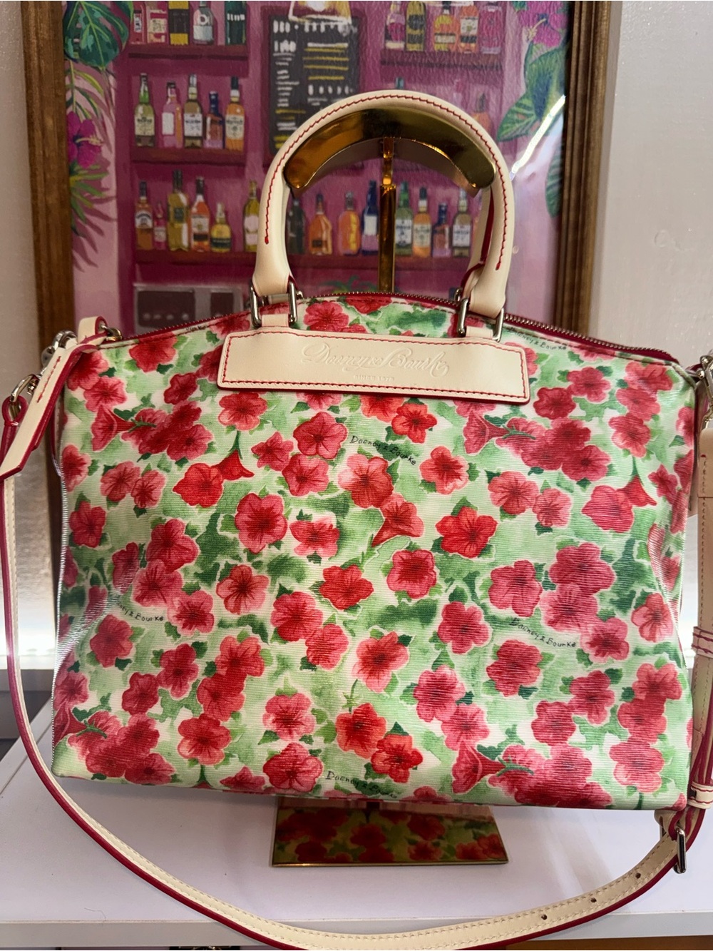 Dooney & Bourke Floral Dome Satchel Bag with Beautiful Floral Pattern Like NEW